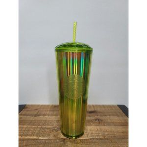 Starbucks Tumbler Lime Green Kaleidoscope 24oz Cold Cup Plastic Halloween NEW